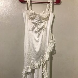 White corset slit dress
